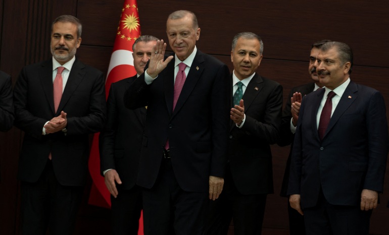 Turkish President Tayyip Erdogan takes oath after his election win at the parliament in Ankara