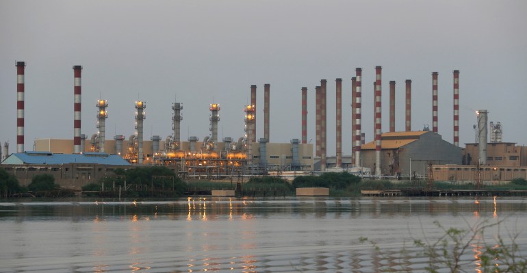 A general view of Abadan oil refinery in southwest Iran, is pictured from Iraqi side of Shatt al-Arab in Al-Faw south of Basra, Iraq September 21, 2019. REUTERS/Essam Al-Sudani