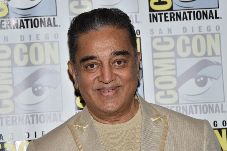 Indian actor Kamal Haasan poses during the Project-K press junket unveiling the movie "Kalki 2898-AD" at San Diego Comic-Con International in San Diego, California, on July 20, 2023. (Photo by Chris Delmas / AFP)